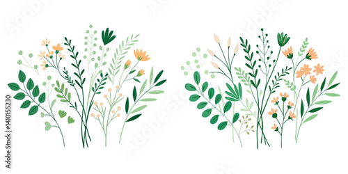 Wallpaper Mural A floral vector set featuring minimalist botanical line art, wedding branches, herbs, and elegant greenery compositions for invitations and save-the-date cards.abstract floral background Torontodigital.ca