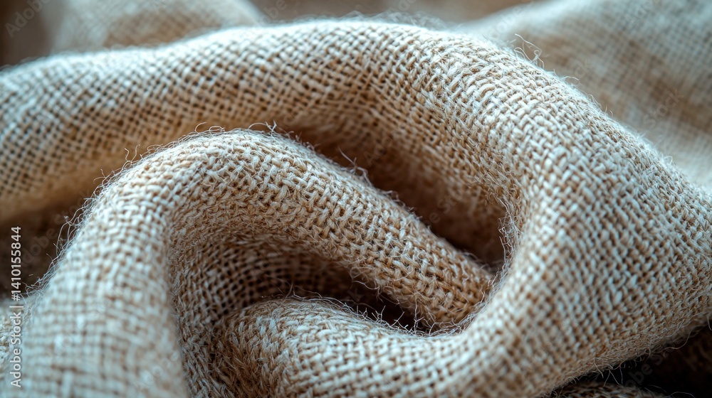 Fototapeta premium Close-Up View of Organic Hemp Fabric Weave Texture