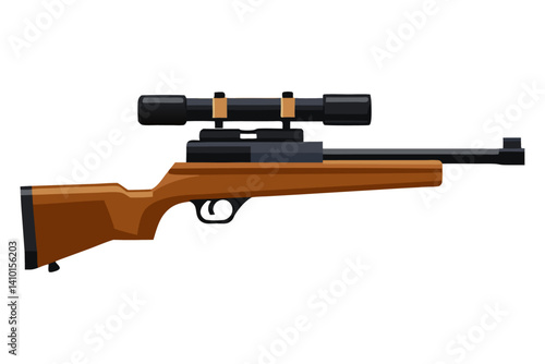 shotgun shells and bullets, Scoped gas-powered air rifle on white