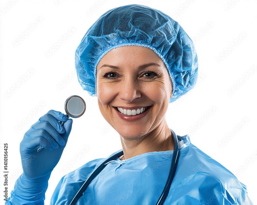 Beautiful woman close-up, doctor nurse care portrait close-up