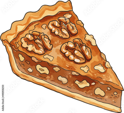 walnut cake isolated on white