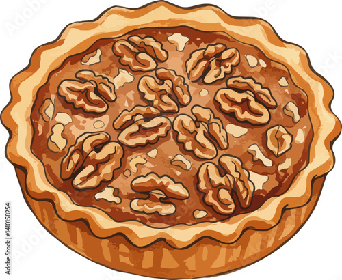 walnut pie isolated on white