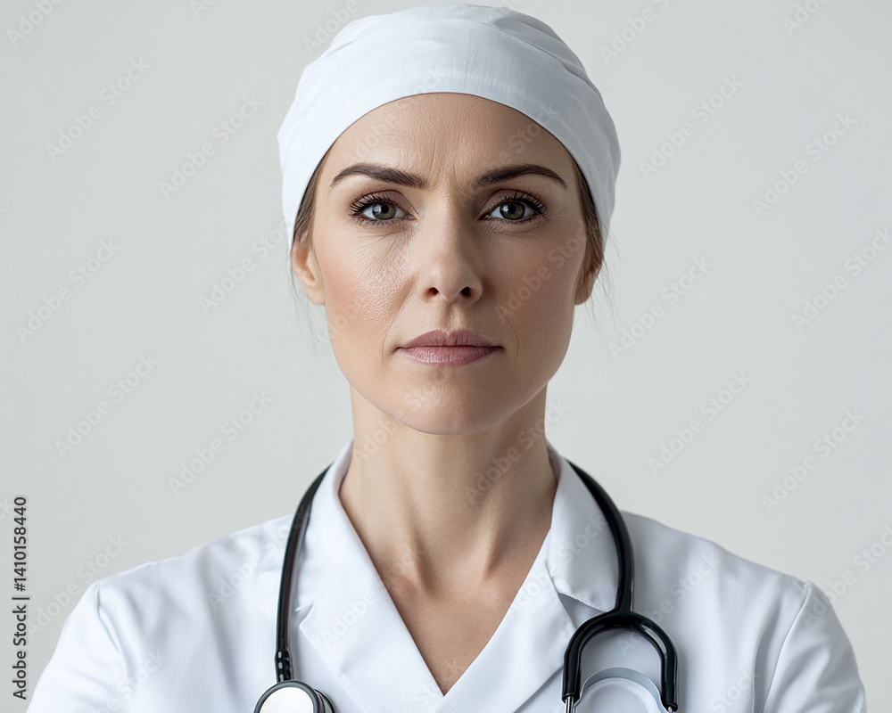 Beautiful woman close-up, doctor nurse care portrait close-up