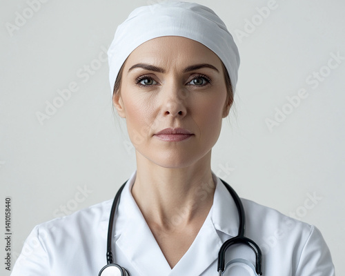 Obraz na płótnie Beautiful woman close-up, doctor nurse care portrait close-up w salonie