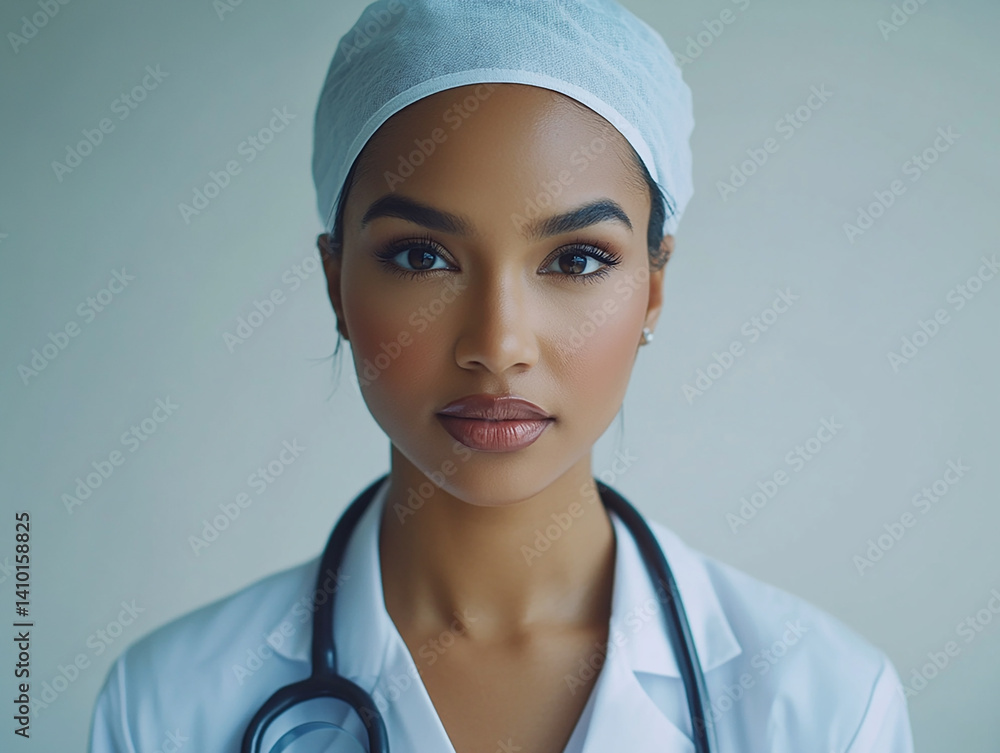 Beautiful woman close-up, doctor nurse care portrait close-up