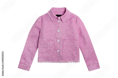 
Pink tweed jacket isolated on white background