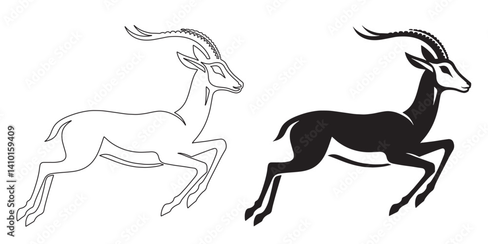 Obraz premium Unique gazelle line art silhouette – ideal for rustic and eco-themed projects – gazelle silhouette – gazelle vector – gazelle illustration – minimalist gazelle outline – gazelle icon