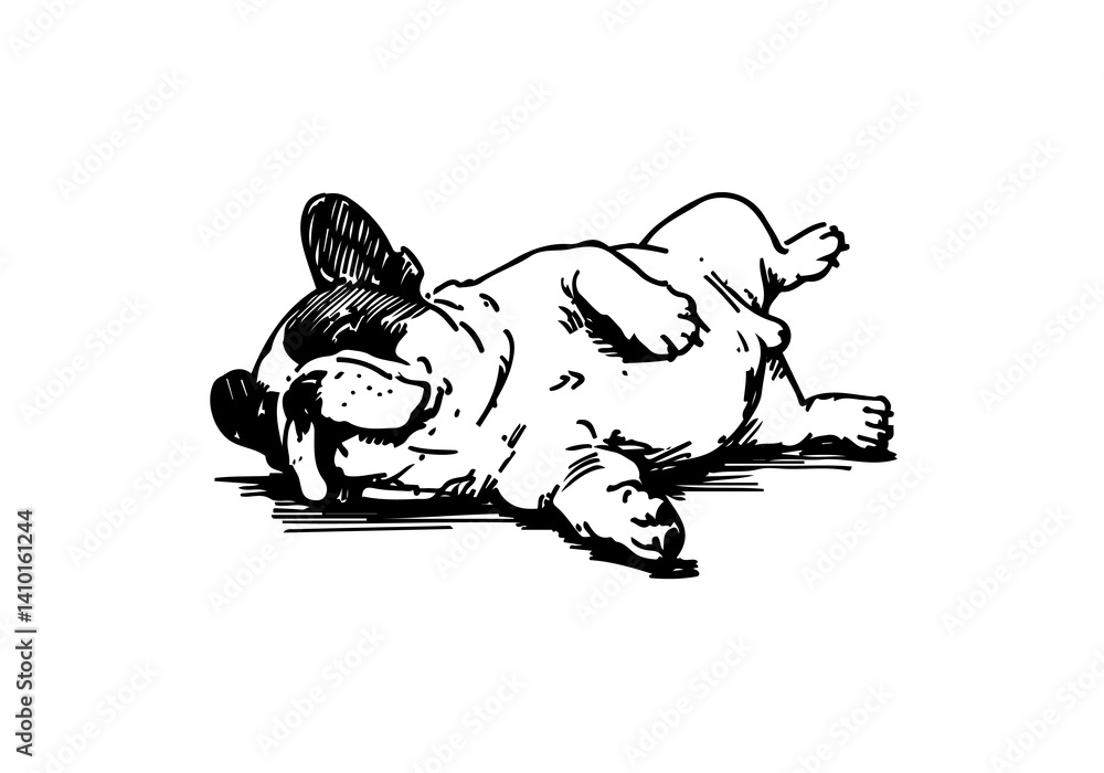 Obraz premium French Bulldog Hand Drawn Illustration Sketch Vector Isolated for Graphic Resource