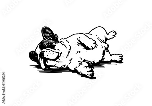 French Bulldog Hand Drawn Illustration Sketch Vector Isolated for Graphic Resource