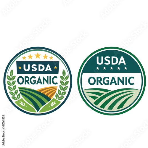 USDA Organic Certified stamp symbol Badges label no gmo vector icon