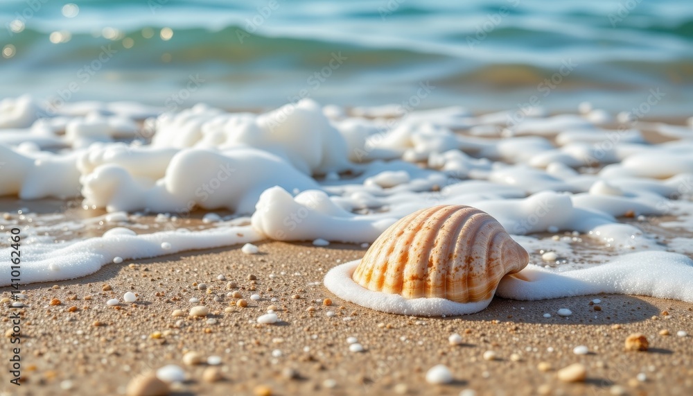 Dreamy Seascape: Create a dreamy seascape where a lone cute clam shell is washed by gently rolling pastel waves, creating a tranquil scene. Dreamy Seascape: Create a dreamy seascape where a lone cute clam shell is washed by gently rolling pastel waves, creating a tranquil scene.