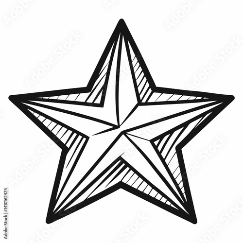 Starfish illustration on a white background, showcasing its unique shape and texture in a simple, artistic style.