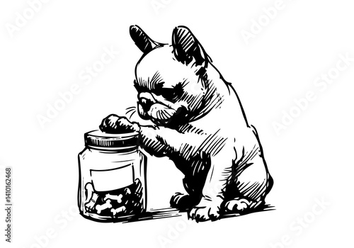 French Bulldog Hand Drawn Illustration Sketch Vector Isolated for Graphic Resource