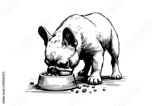 French Bulldog Hand Drawn Illustration Sketch Vector Isolated for Graphic Resource