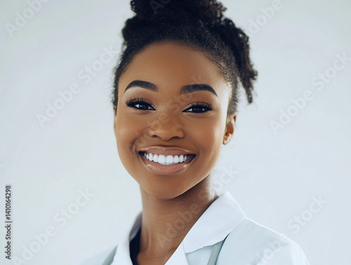 Obraz na płótnie Beautiful woman close-up, doctor nurse care portrait close-up w salonie