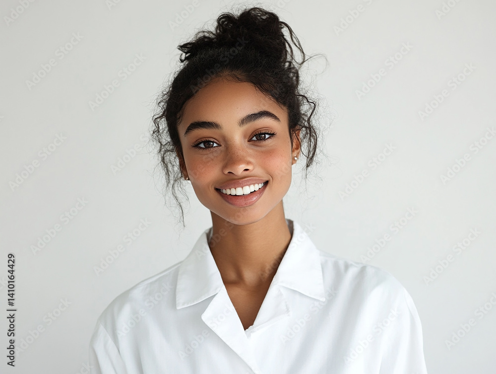 Beautiful woman close-up, doctor nurse care portrait close-up