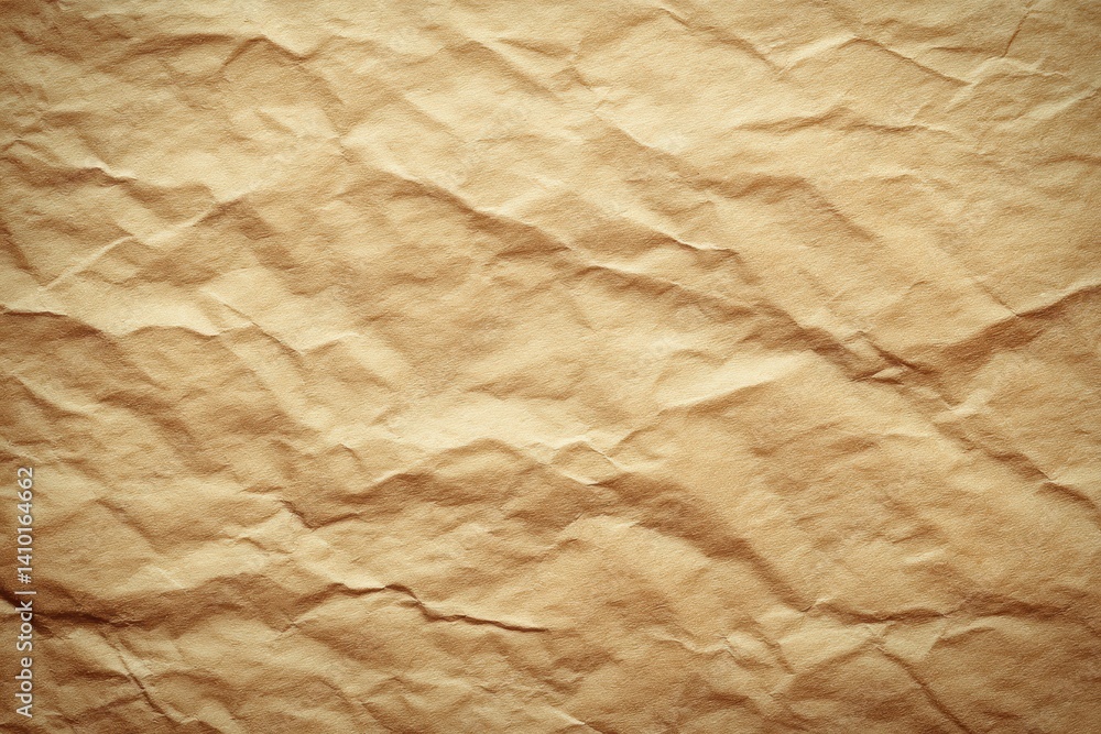 Fototapeta premium Detailed macro view of aged paper texture showcasing wrinkles and vintage tones for artistic inspiration