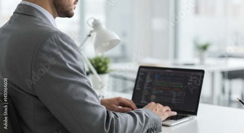businessman in working at the office and looking at the screen of his laptop