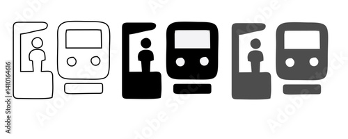 Railway industry pixel perfect linear icons set. Railroad company. Rail transport. Train station. Customizable thin line symbols. Isolated vector outline illustrations