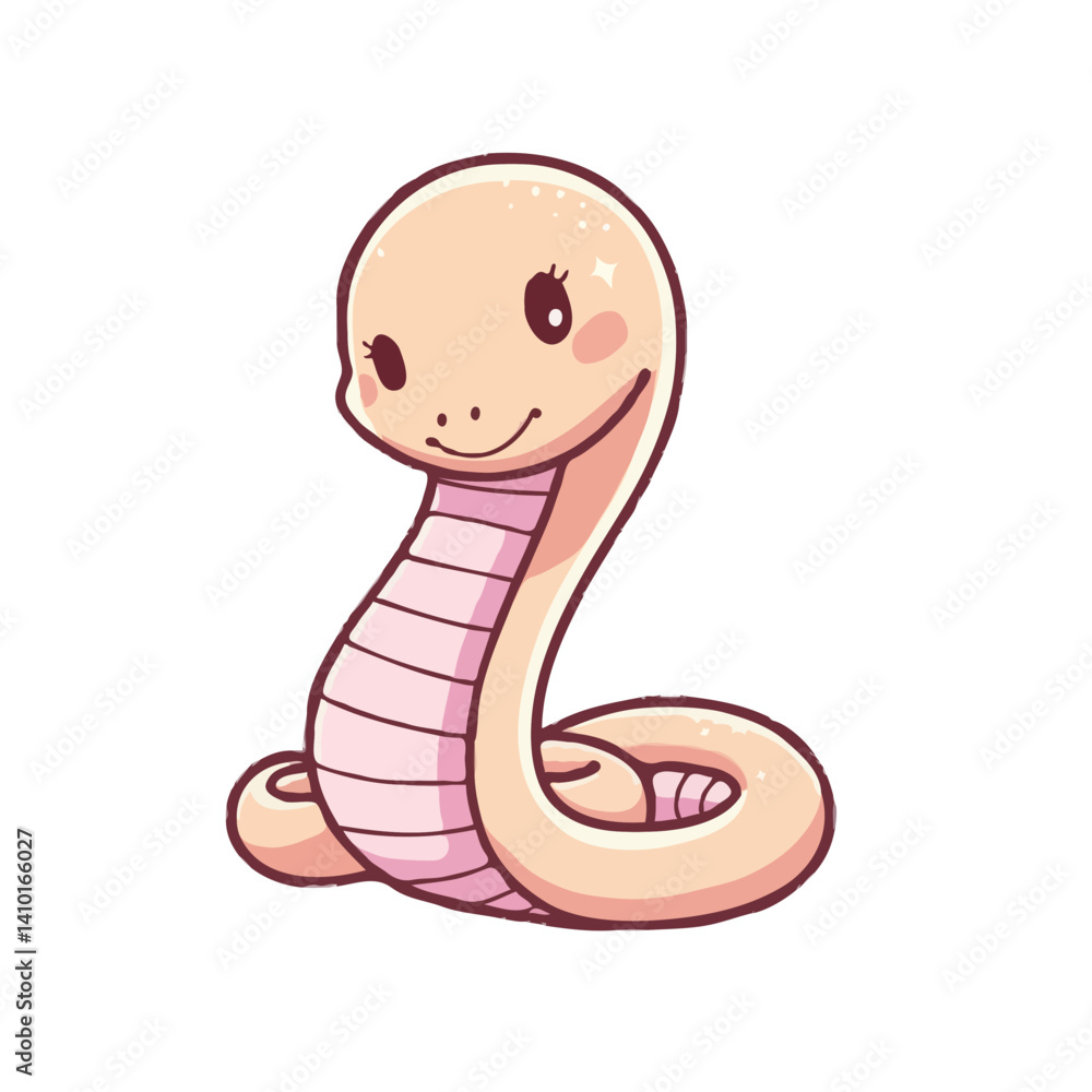 Fototapeta premium Cute pastel snake gentle friendly kawaii in relaxed pose
