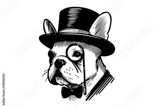 French Bulldog Hand Drawn Illustration Sketch Vector Isolated for Graphic Resource