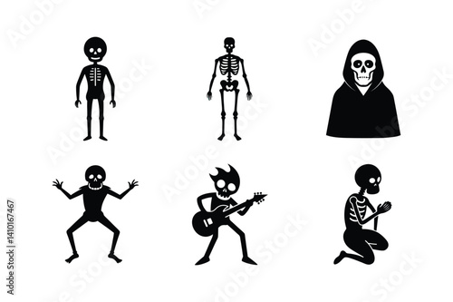 Skeleton silhouette vector bundle  illustration