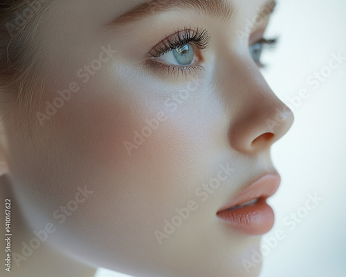 Beautiful woman close-up, doctor nurse care portrait close-up