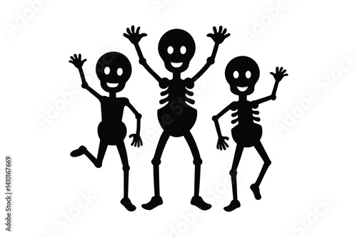 Skeleton silhouette vector bundle  illustration