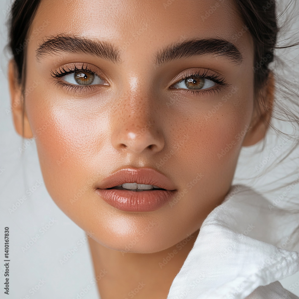 Beautiful woman close-up, doctor nurse care portrait close-up