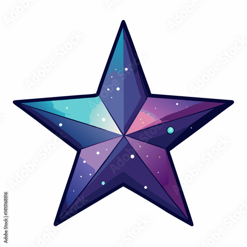 A purple star surrounded by smaller stars and planets, creating a cosmic and whimsical celestial scene.