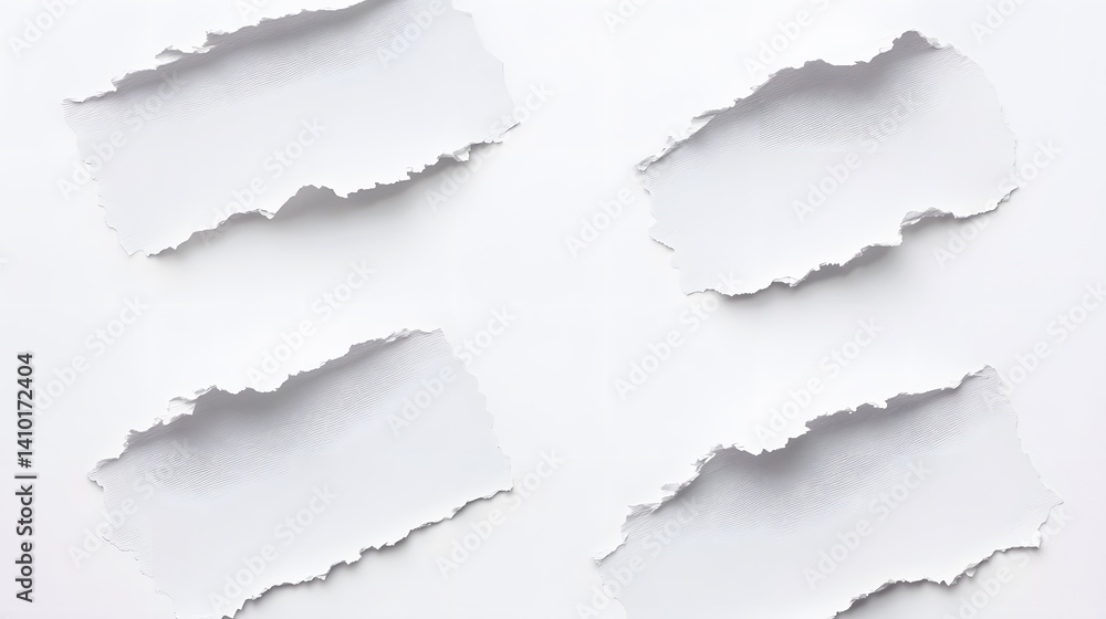 Obraz premium Torn White Paper Pieces Background Texture