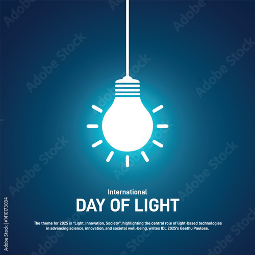 international day of light creative banner, poster, social media post, postcard, background, backdrop, template, greetings card, web banner, cover design etc. Light, Innovation, Society.