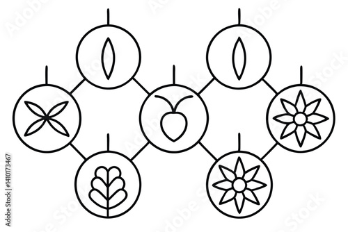 Crop rotation diagra line art enhancing soil fertility