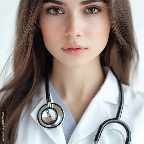Obraz na płótnie Beautiful woman close-up, doctor nurse care portrait close-up w salonie