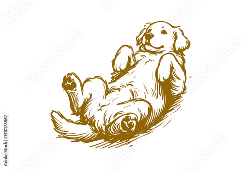Golden Retriever Dog Hand Drawn Illustration Sketch Vector Isolated for Graphic Resource