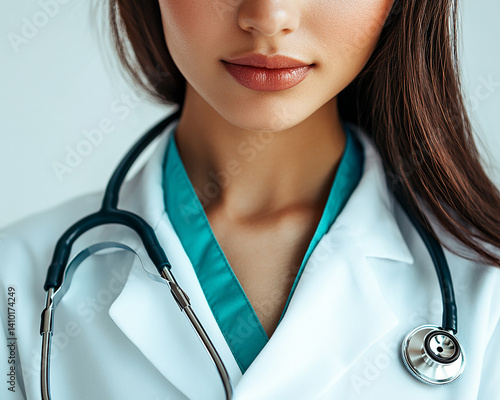 Beautiful woman close-up, doctor nurse care portrait close-up