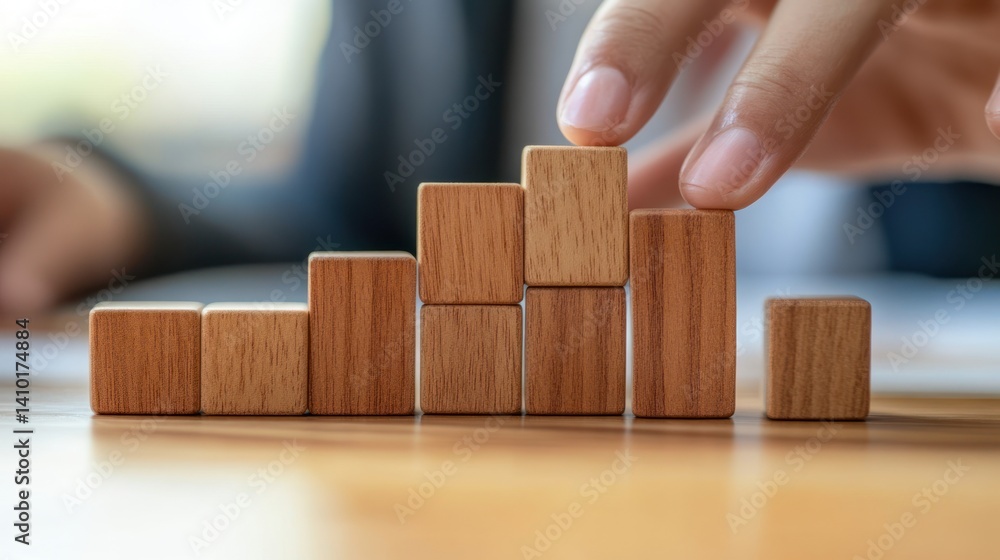 Wooden Blocks, Growth, Strategy, Planning, Business Success, Development, Achievement, Progress, Innovation, Future, Vision Wooden Blocks, Growth, Strategy, Planning, Business Success, Development, Achievement, Progress, Innovation, Future, Vision