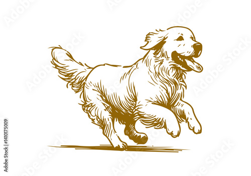 Golden Retriever Dog Hand Drawn Illustration Sketch Vector Isolated for Graphic Resource