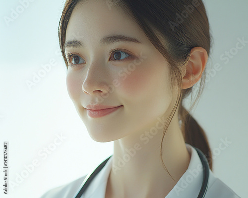 Obraz na płótnie Beautiful woman close-up, doctor nurse care portrait close-up w salonie
