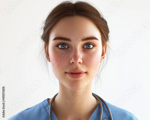 Obraz na płótnie Beautiful woman close-up, doctor nurse care portrait close-up w salonie