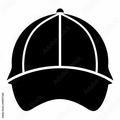 Baseball Cap Outline Icon Design For Sport And Fashion Headwear Flat Vector Silhouette Isolated On White