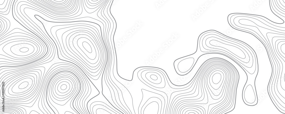 Abstract background wavy topographic line map. Contour geography map grid abstract backdrop. Seamless pattern and banner design. Modern and dynamic feel to topographic mapping vector illustration. Abstract background wavy topographic line map. Contour geography map grid abstract backdrop. Seamless pattern and banner design. Modern and dynamic feel to topographic mapping vector illustration.