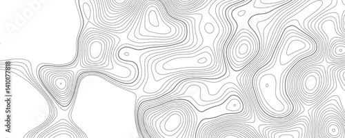 Abstract background wavy topographic line map. Contour geography map grid abstract backdrop. Seamless pattern and banner design. Modern and dynamic feel to topographic mapping vector illustration.