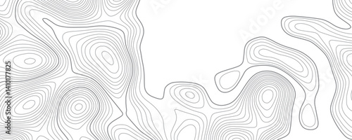Abstract background wavy topographic line map. Contour geography map grid abstract backdrop. Seamless pattern and banner design. Modern and dynamic feel to topographic mapping vector illustration.