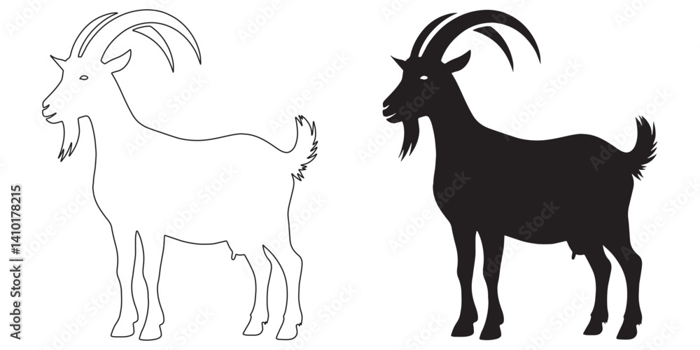 Fototapeta premium Goat vector silhouette – clean design for logos, posters, and farm-related projects – goat silhouette – goat vector – goat illustration – goat outline – goat icon