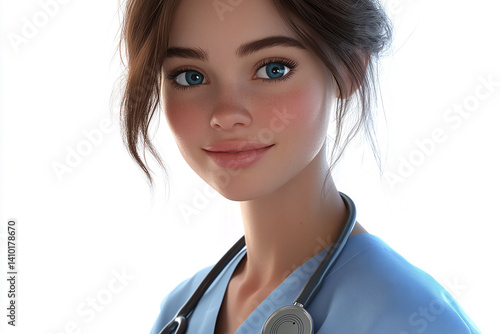 Obraz na płótnie Beautiful woman close-up, doctor nurse care portrait close-up w salonie