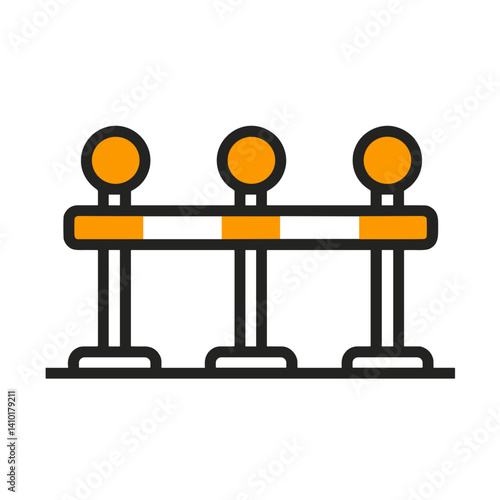 Barrier posts creating a simple line interface on white background  