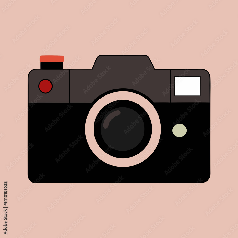 Retro Styled Camera Illustration On Soft Pink Background With Simple Shape And Line Composition For Nostalgic Visuals Retro Styled Camera Illustration On Soft Pink Background With Simple Shape And Line Composition For Nostalgic Visuals