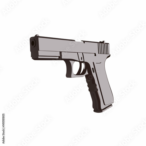 Vector Graphic Of A Modern Semi Automatic Handgun On A White Background Depicting Firearm And Weaponry For Graphic Projects And Design