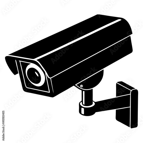 Security Camera Surveillance Illustration Black And White Video System Protection And Monitoring For Building Business